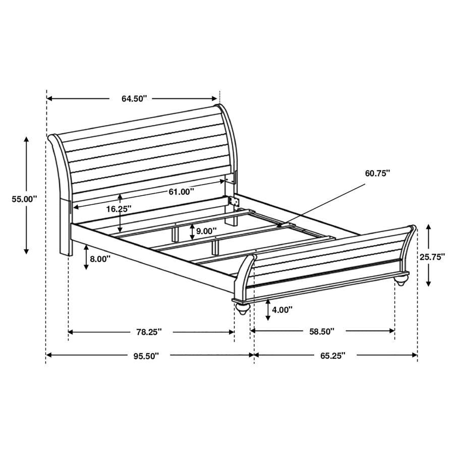 CoasterEveryday Stillwood Sleigh Panel Bed Vintage Linen