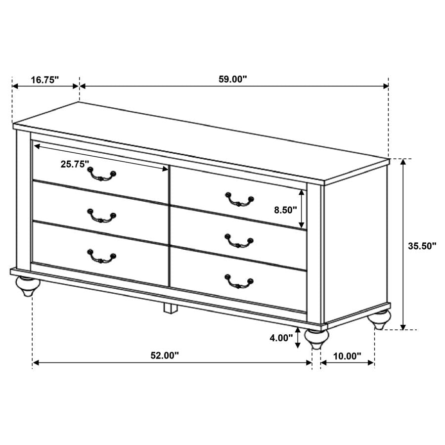 CoasterEveryday Stillwood 6-Drawer Dresser Vintage Linen