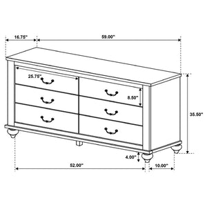 CoasterEveryday Stillwood 6-Drawer Dresser Vintage Linen