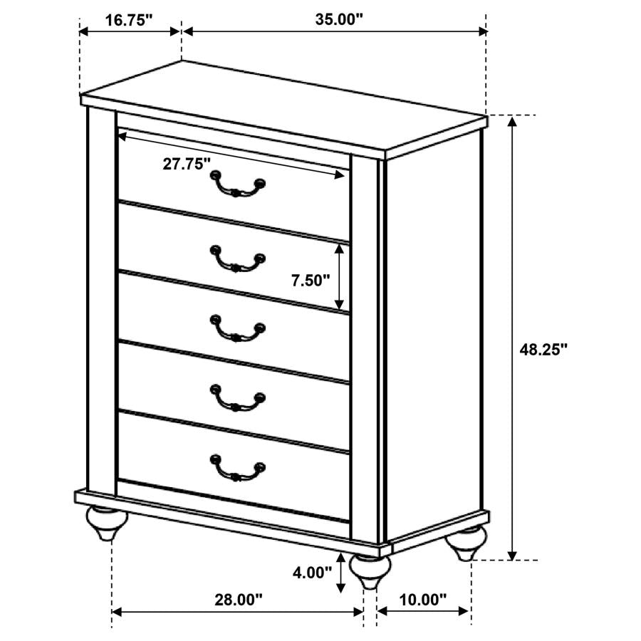 CoasterEveryday Stillwood 5-Drawer Chest Vintage Linen