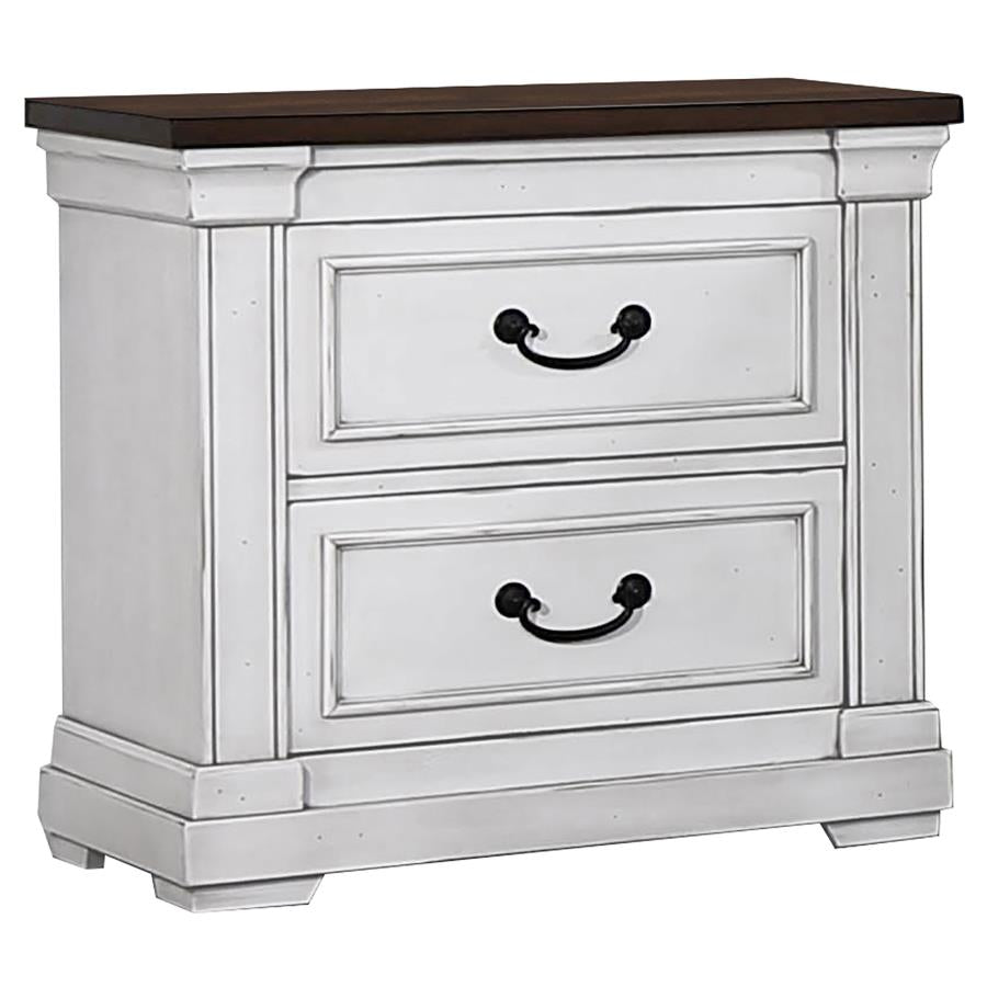 CoasterEssence Hillcrest 2-Drawer Nightstand Dark Rum And White