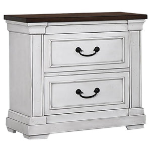 CoasterEssence Hillcrest 2-Drawer Nightstand Dark Rum And White