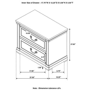 CoasterEssence Hillcrest 2-Drawer Nightstand Dark Rum And White