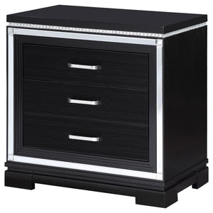 CoasterEssence Cappola Rectangular 2-Drawer Nightstand Silver And Black