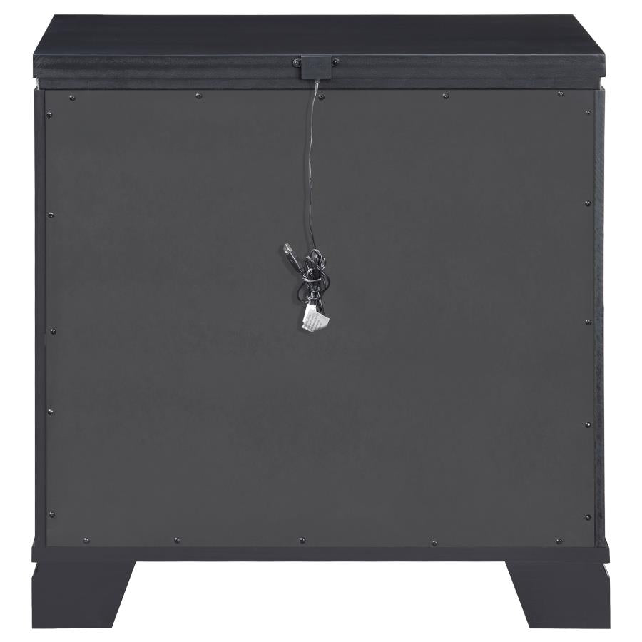 CoasterEssence Cappola Rectangular 2-Drawer Nightstand Silver And Black