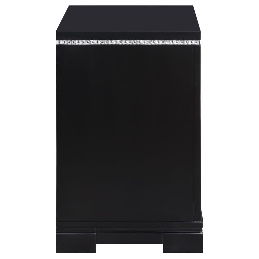 CoasterEssence Cappola Rectangular 2-Drawer Nightstand Silver And Black