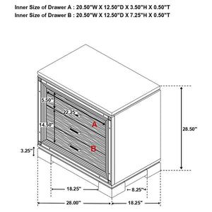 CoasterEssence Cappola Rectangular 2-Drawer Nightstand Silver And Black