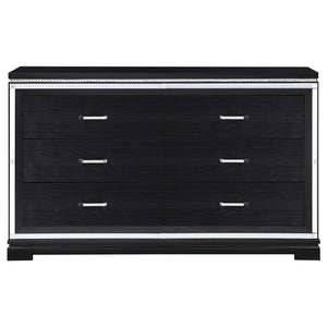 CoasterEssence Cappola Rectangular 6-Drawer Dresser Silver And Black