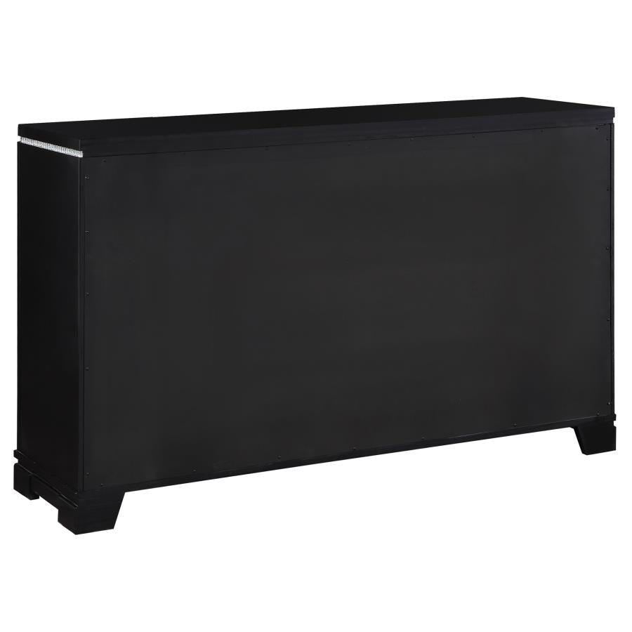 CoasterEssence Cappola Rectangular 6-Drawer Dresser Silver And Black