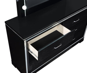 CoasterEssence Cappola Rectangular 6-Drawer Dresser Silver And Black