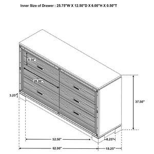 CoasterEssence Cappola Rectangular 6-Drawer Dresser Silver And Black