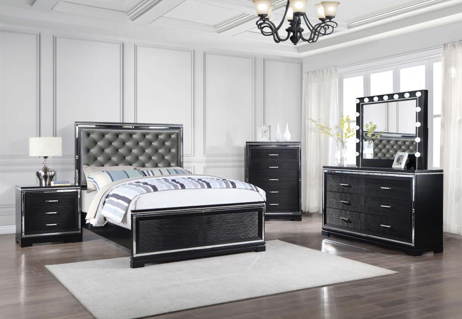 CoasterEssence Cappola Rectangular 6-Drawer Dresser Silver And Black