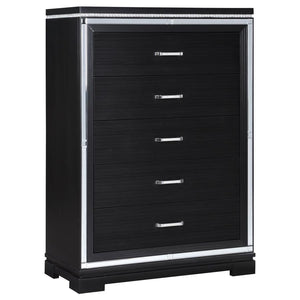 CoasterEssence Cappola Rectangular 5-Drawer Chest Silver And Black