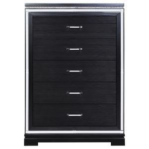 CoasterEssence Cappola Rectangular 5-Drawer Chest Silver And Black