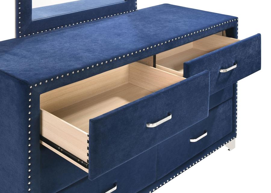 CoasterEveryday Melody 6-Drawer Upholstered Dresser Pacific Blue