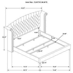 CoasterEveryday Melody Wingback Upholstered Bed Grey