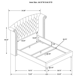 CoasterEveryday Melody Wingback Upholstered Bed Grey