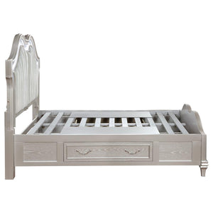 Evangeline Storage Bed With LED Headboard Silver Oak And Ivory