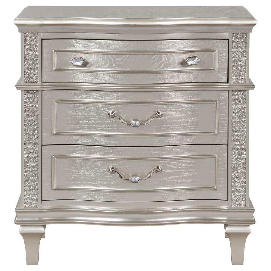 CoasterElevations Evangeline 3-Drawer Nightstand Silver Oak