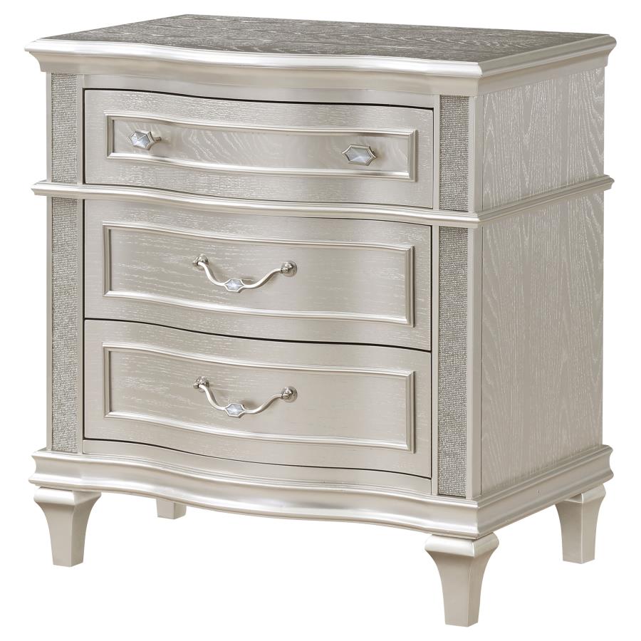 CoasterElevations Evangeline 3-Drawer Nightstand Silver Oak