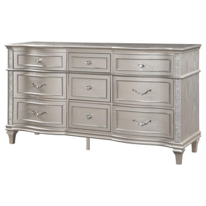 CoasterElevations Evangeline 9-Drawer Dresser Silver Oak