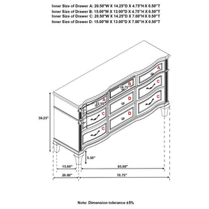 CoasterElevations Evangeline 9-Drawer Dresser Silver Oak