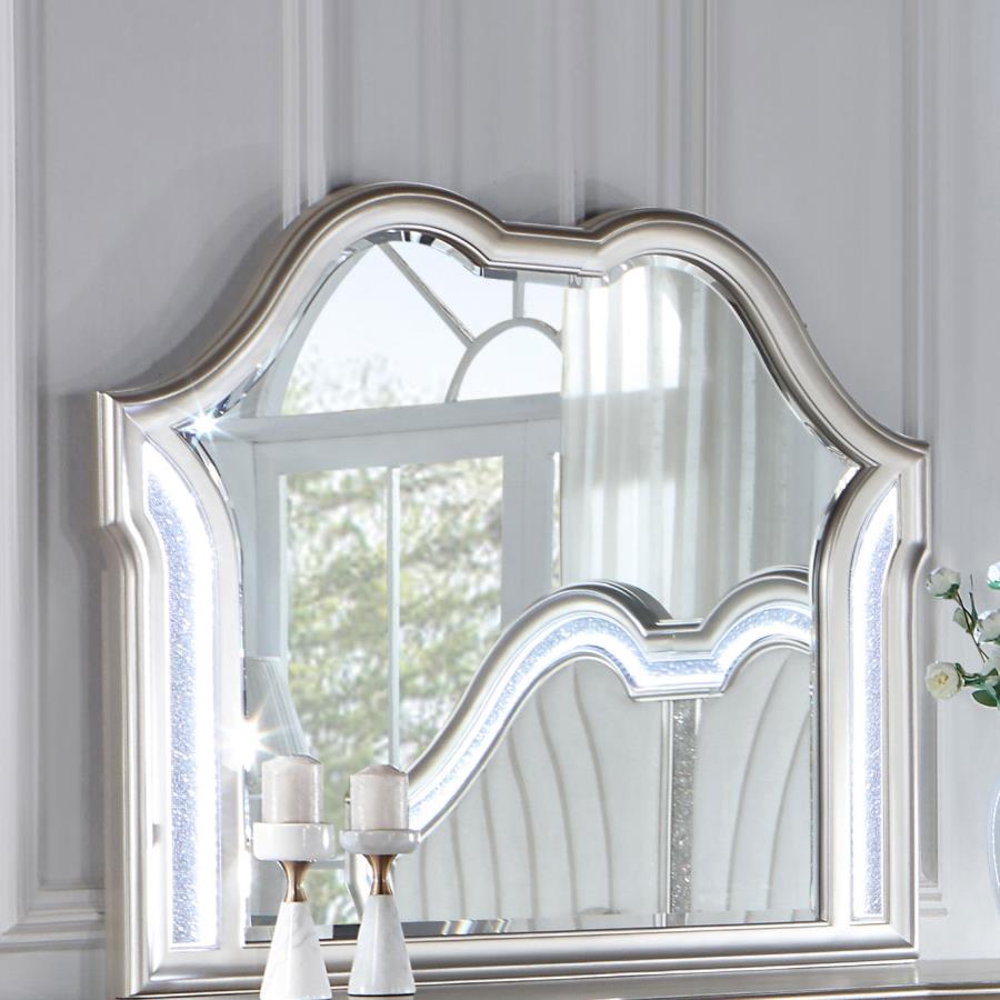 CoasterElevations Evangeline Camel Top Dresser Mirror Silver Oak