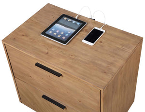 CoasterEssence Taylor 2-Drawer Rectangular Nightstand With Dual USB Ports Light Honey Brown