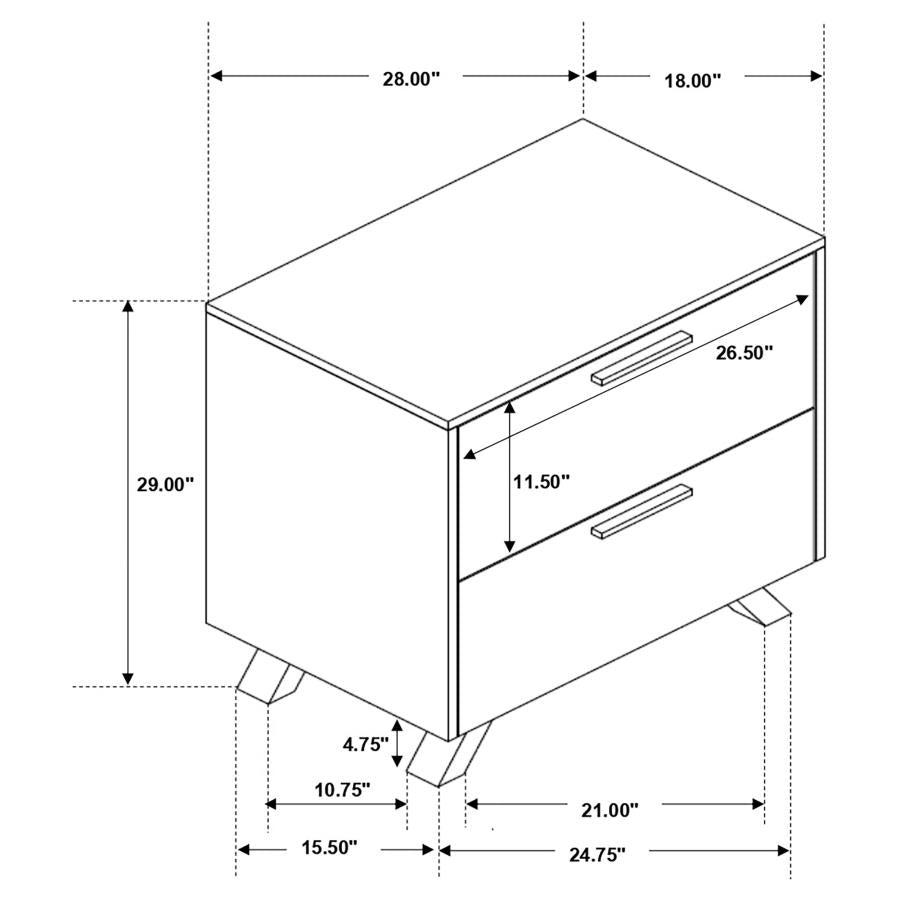 CoasterEssence Taylor 2-Drawer Rectangular Nightstand With Dual USB Ports Light Honey Brown