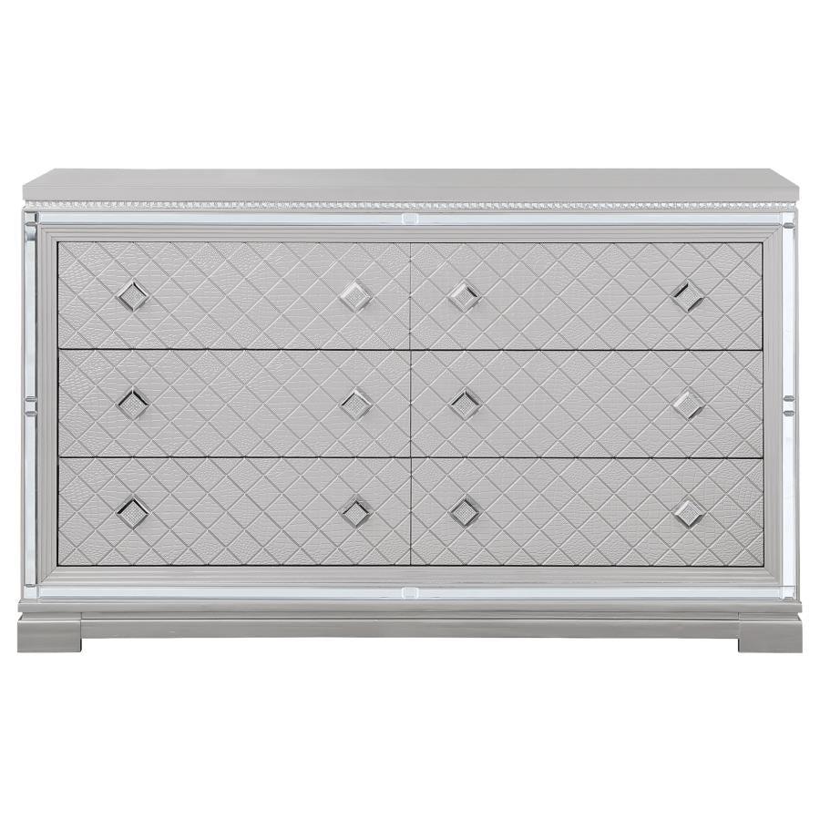 CoasterEssence Eleanor Rectangular 6-Drawer Dresser Metallic