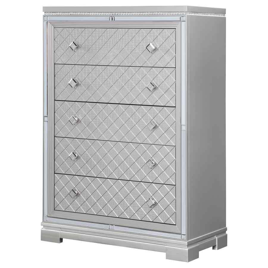 CoasterEssence Eleanor Rectangular 5-Drawer Chest Metallic