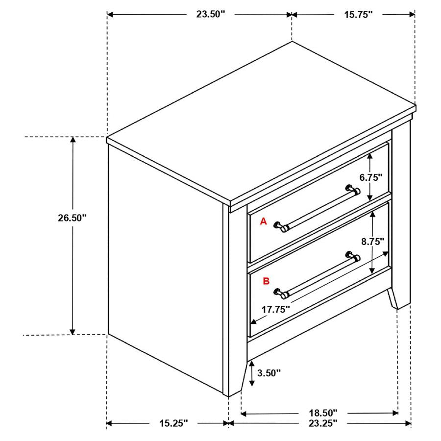 CoasterEveryday Ridgedale 2-Drawer Nightstand Weathered Dark Brown