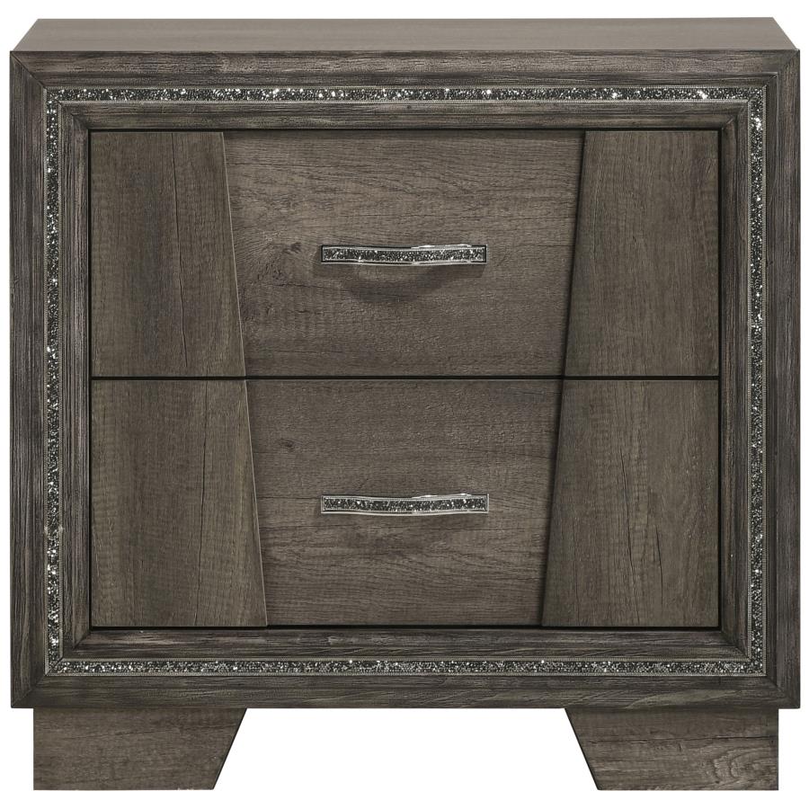 Janine 2-Drawer Nightstand Grey