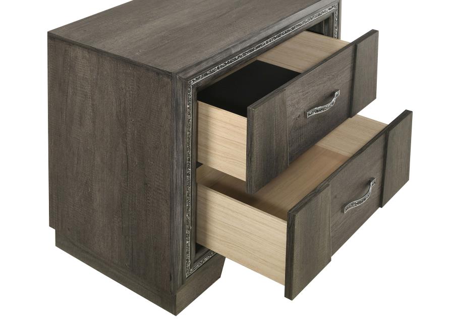 Janine 2-Drawer Nightstand Grey