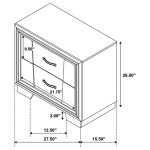 Janine 2-Drawer Nightstand Grey