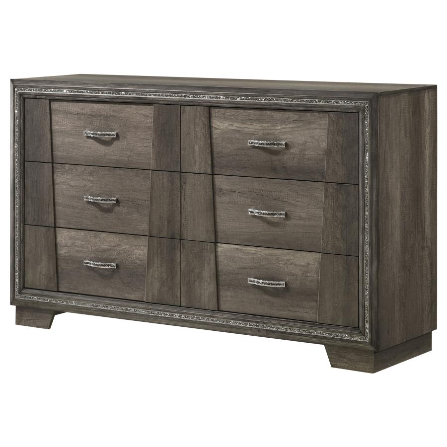 Janine 6-Drawer Dresser Grey