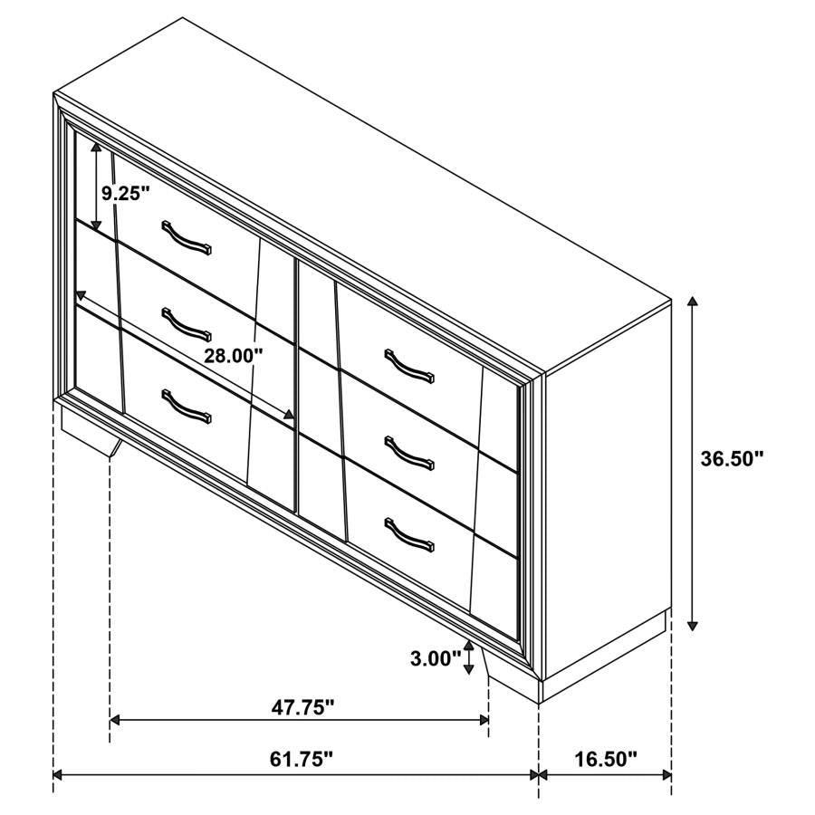 Janine 6-Drawer Dresser Grey