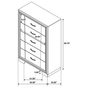 Janine 5-Drawer Chest Grey