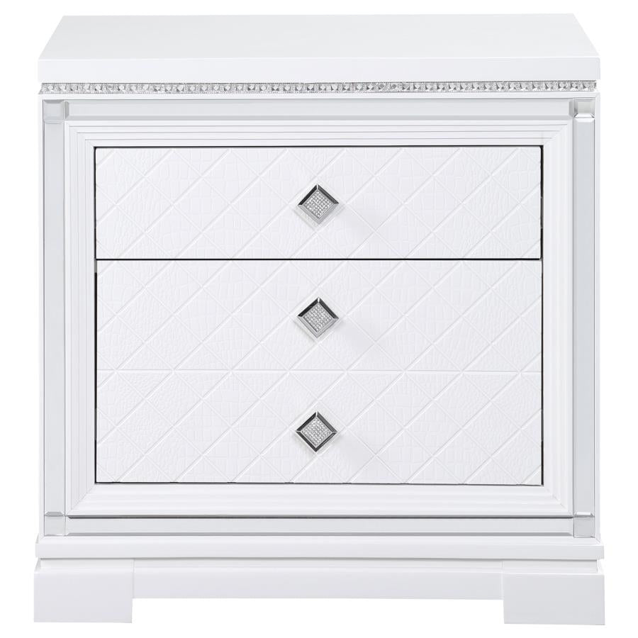 CoasterEssence Eleanor Rectangular 2-Drawer Nightstand White