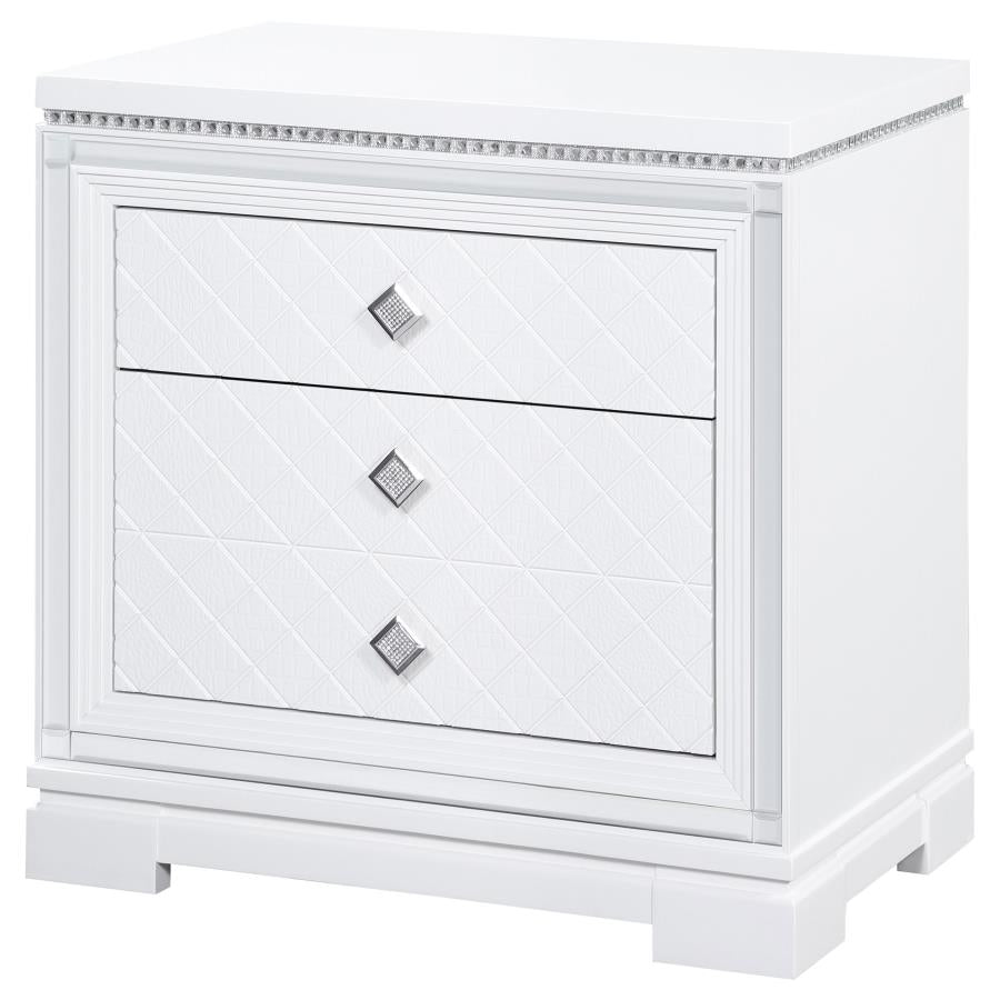 CoasterEssence Eleanor Rectangular 2-Drawer Nightstand White