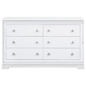 CoasterEssence Eleanor Rectangular 6-Drawer Dresser White