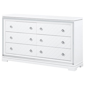 CoasterEssence Eleanor Rectangular 6-Drawer Dresser White