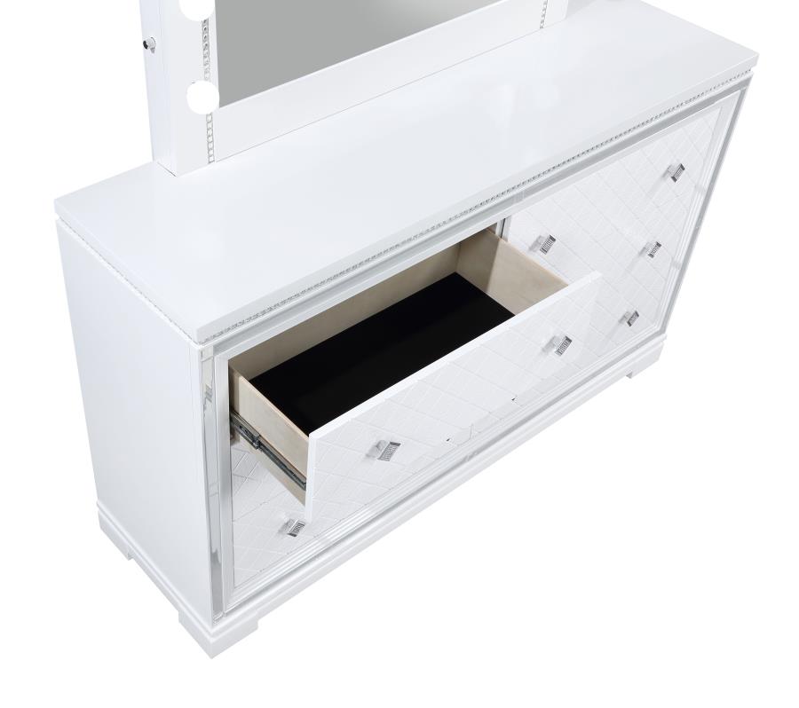 CoasterEssence Eleanor Rectangular 6-Drawer Dresser White