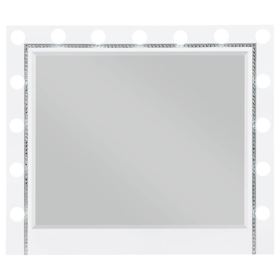 CoasterEssence Eleanor White Rectangular Dresser Mirror With Light