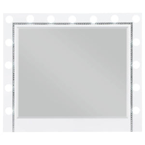 CoasterEssence Eleanor White Rectangular Dresser Mirror With Light