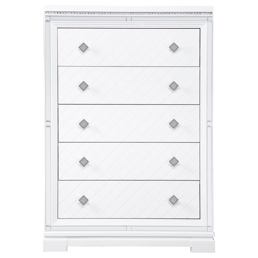 CoasterEssence Eleanor Rectangular 5-Drawer Chest White