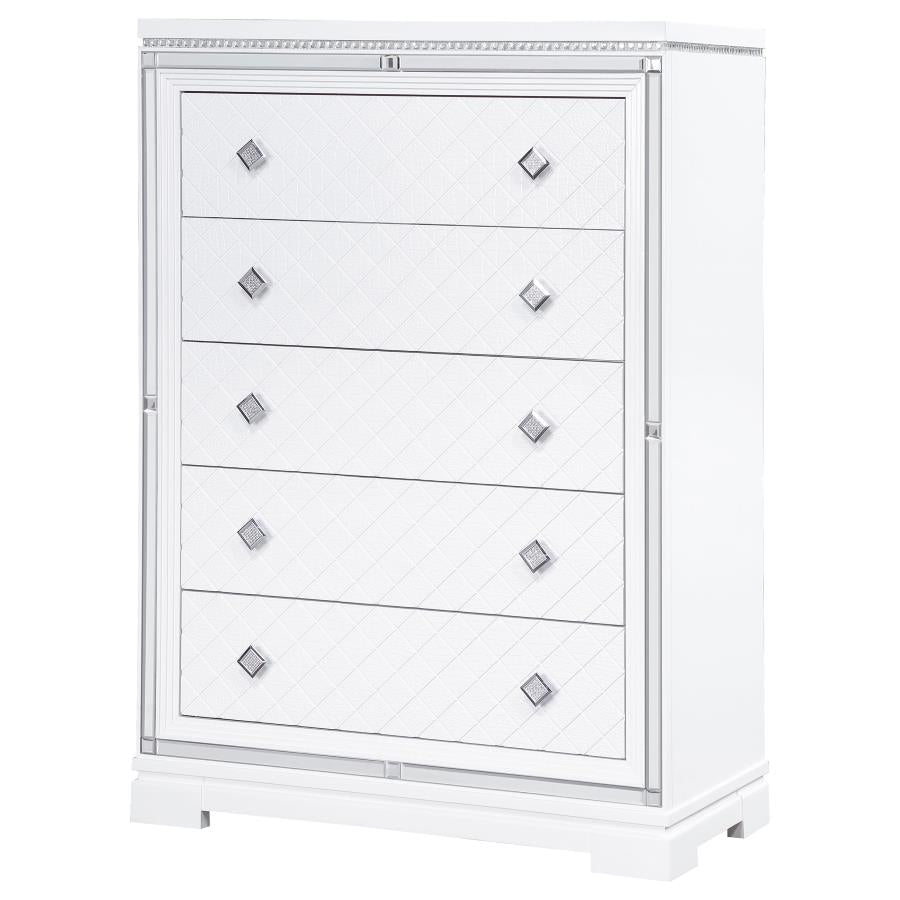 CoasterEssence Eleanor Rectangular 5-Drawer Chest White