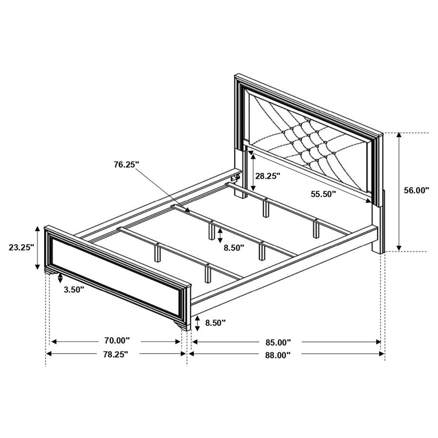 CoasterEssence Penelope Bed With LED Lighting Black And Midnight Star