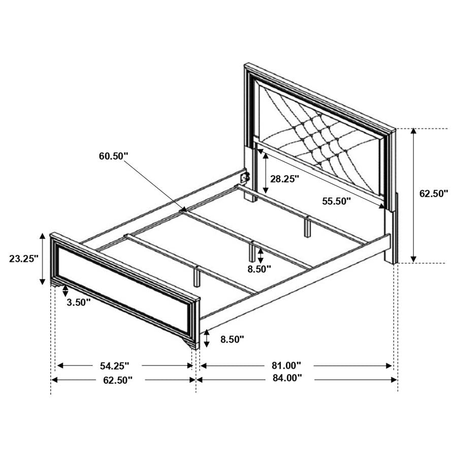 CoasterEssence Penelope Bed With LED Lighting Black And Midnight Star