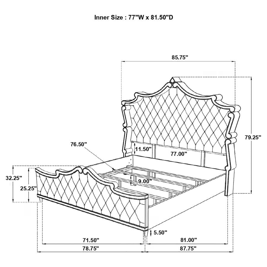 Antonella Upholstered Tufted Bed Grey